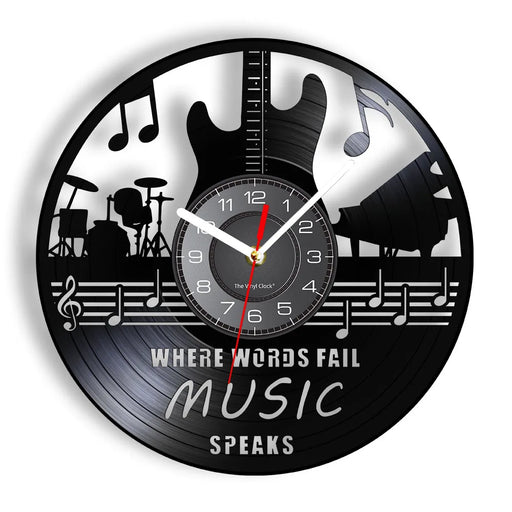 Music Speaks Vinyl Record Wall Clock