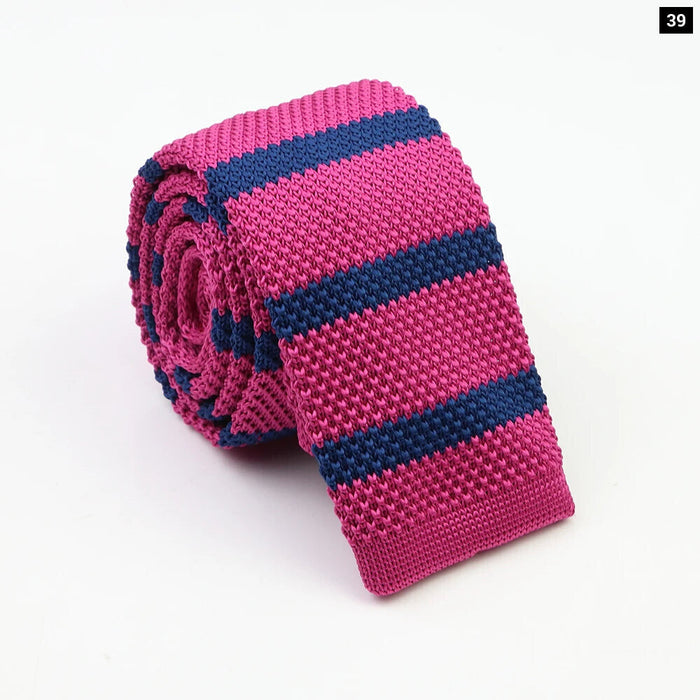 Classic Warm Knit Neck Ties Striped Colourful 6Cm Width