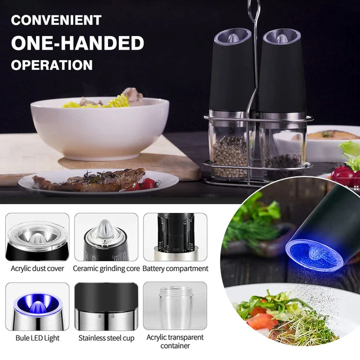 Electric Adjustable Transparent Salt And Pepper Grinder Mill