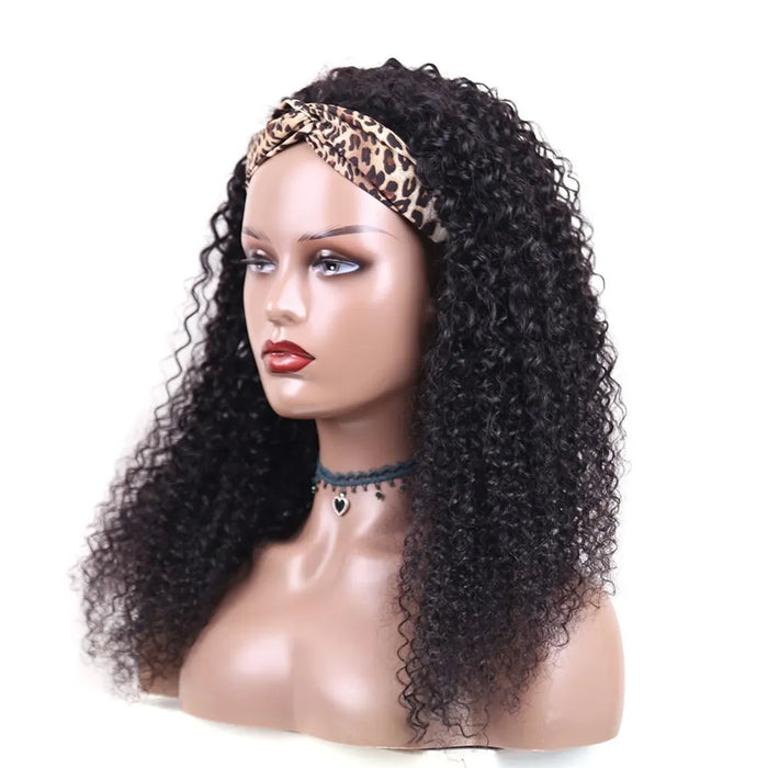 Kinky Curly Human Hair Headband Wig For Women