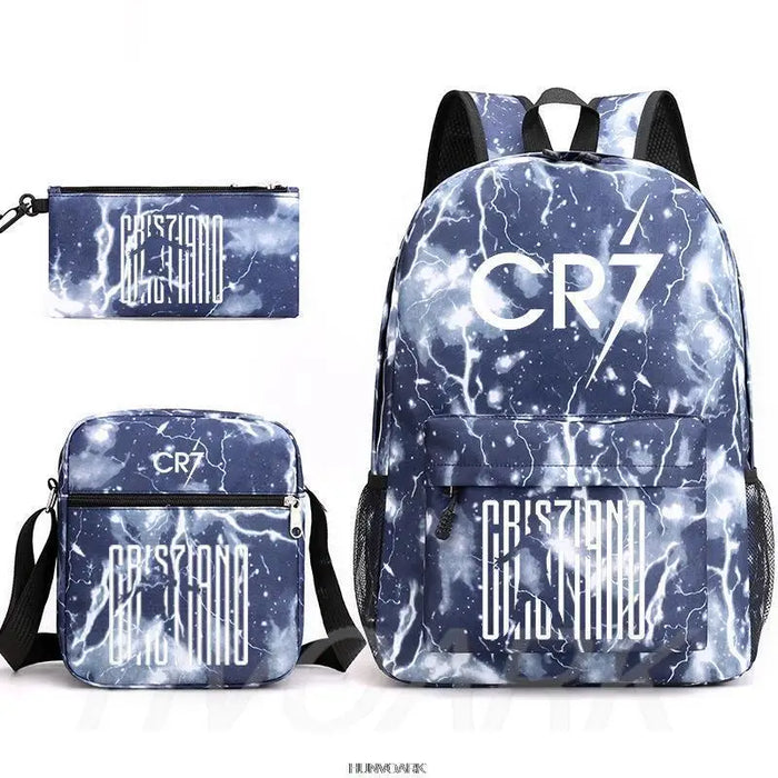 Unisex Cr7 Kids School Book Bags 3Pcs