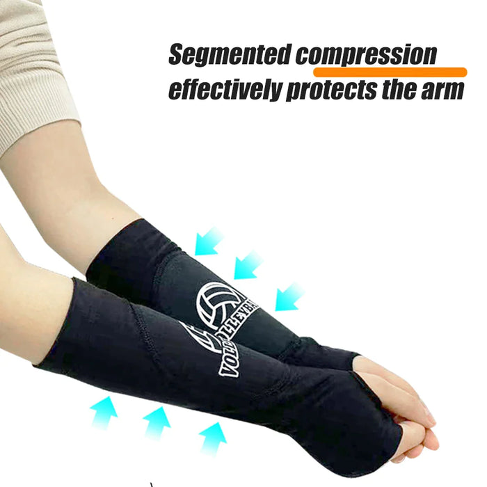 1 Pair Forearm Sleeves With Protection Pads & Thumb Hole For Volleyball