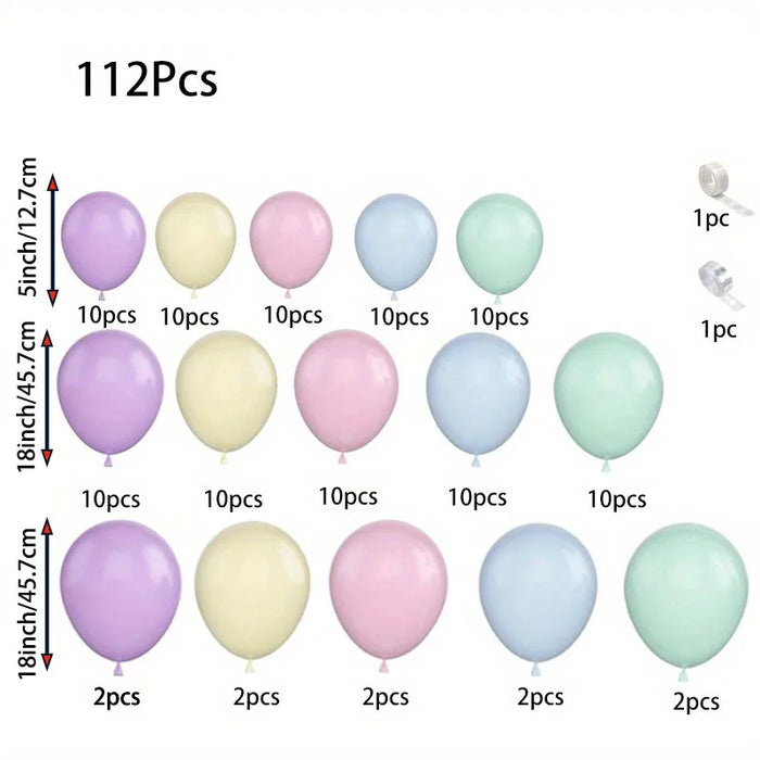 112Pcs Easter Balloons Garland Kit Shower Decoration Gender Reveal Wedding Party Rainbow Candy Birthday Colourful Background
