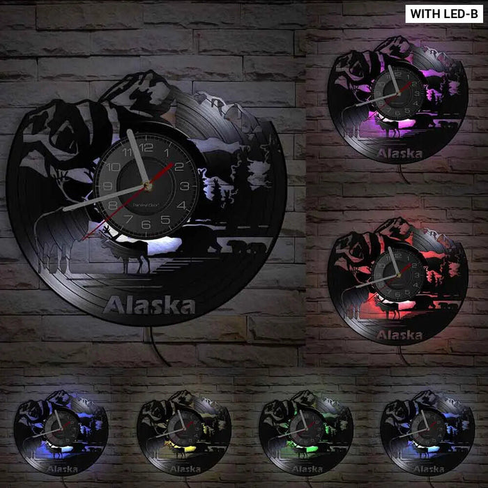 Alaska Cityscape Vinyl Record Clock