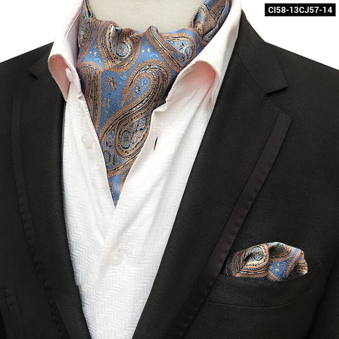 British Gentlemans Jacquard Paisley Ascot Set For Weddings