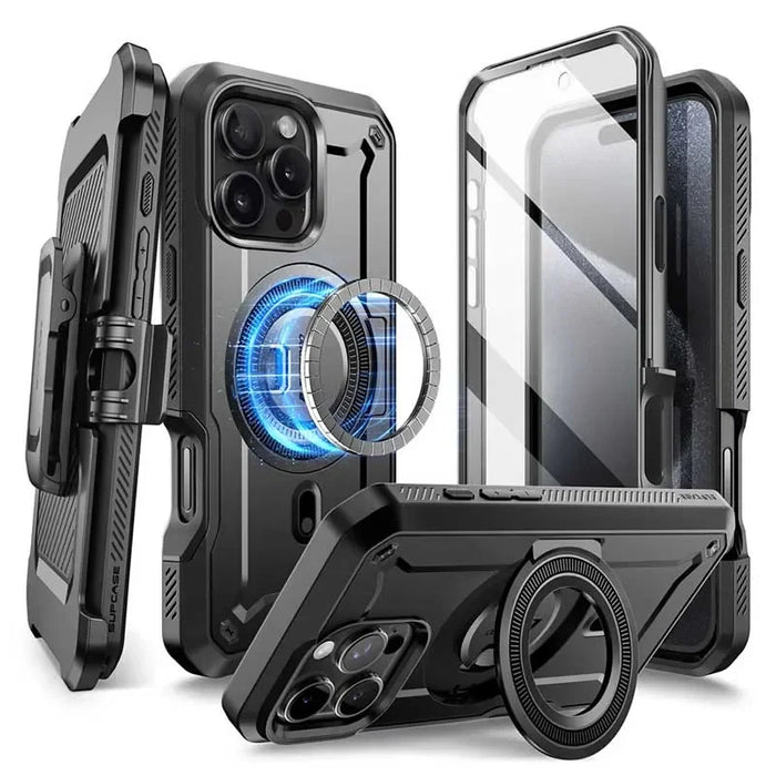 For Iphone 16 Pro Max 6.8“ Ub Pro Mag Full Body Rugged Phone Case With Built-In Screen Protector Belt-Clip