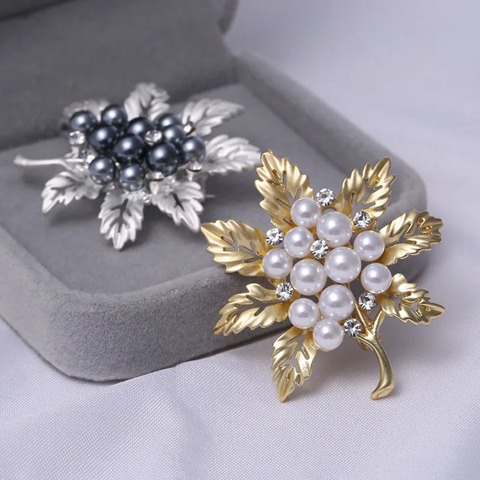 Luxury Jewelry Flower Lapel Pin With Pearl And Rhinestone