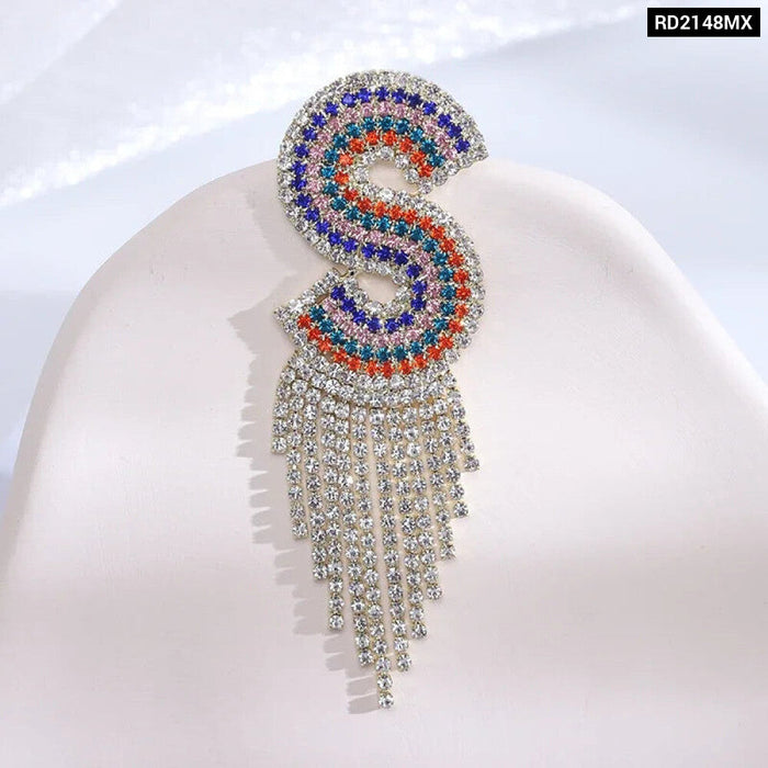 Rhinestone Tassel Brooch Korean Fashion Bow Tie Lapel Pin For Women