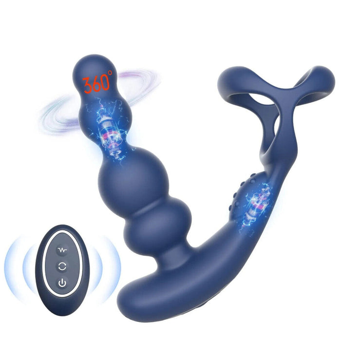 360 Rotating Prostate Vibrator With Dual Motors And Remote Control