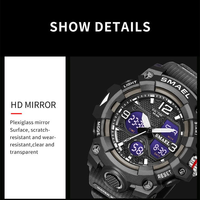 Sport Watch Military Watch For Men Alarm Clock Stopwatch LED Digital Back Light Dual Time Display Men's Watches Waterproof