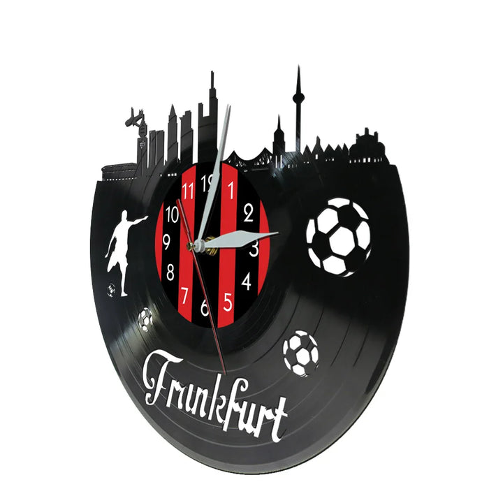 Frankfurt Cityscape Vinyl Record Wall Clock