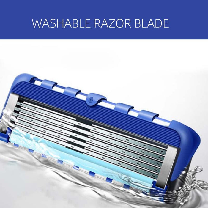 Manual Shaving For Men Replace Head Five Layer Blade Eight Comfortable Shaving Blades The Latest Blue No Skin Damage Uncharged