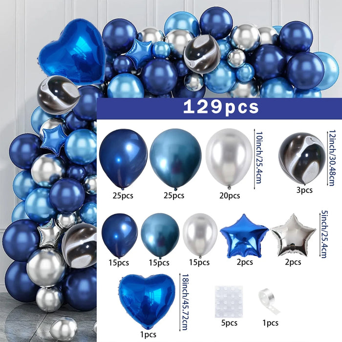 129Pcs Winter Blue Balloon Garland Arch Set Suitable For Themed Party Decorations Birthday Parties Anniversary Celebrations Etc