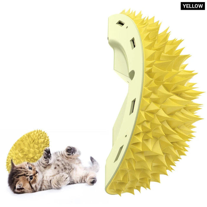 Cat Self Groomer Durable Durian Shape Wall Mount Corner Scratcher Massage Brush