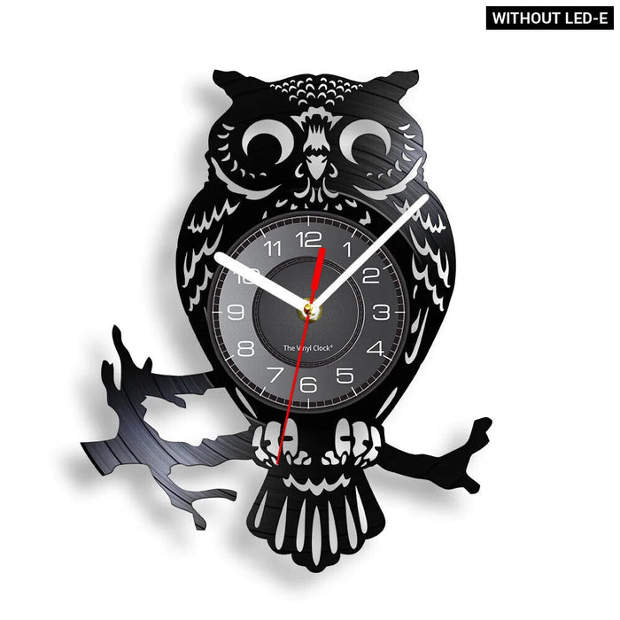 Vinyl Record Clock Eagle Owl Wall Art