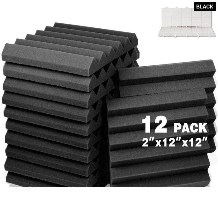 Acoustic Foam Panels 12pcs Acoustic Panels Sound Proof Foam Music Studio Recording Wedge Shape Sound-Absorbing Foam Board