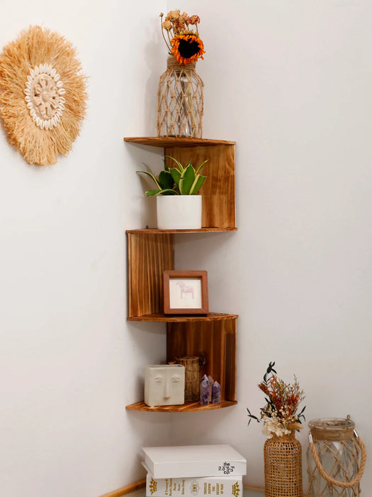 4 Tier Wood Wall Mounted Display Stand