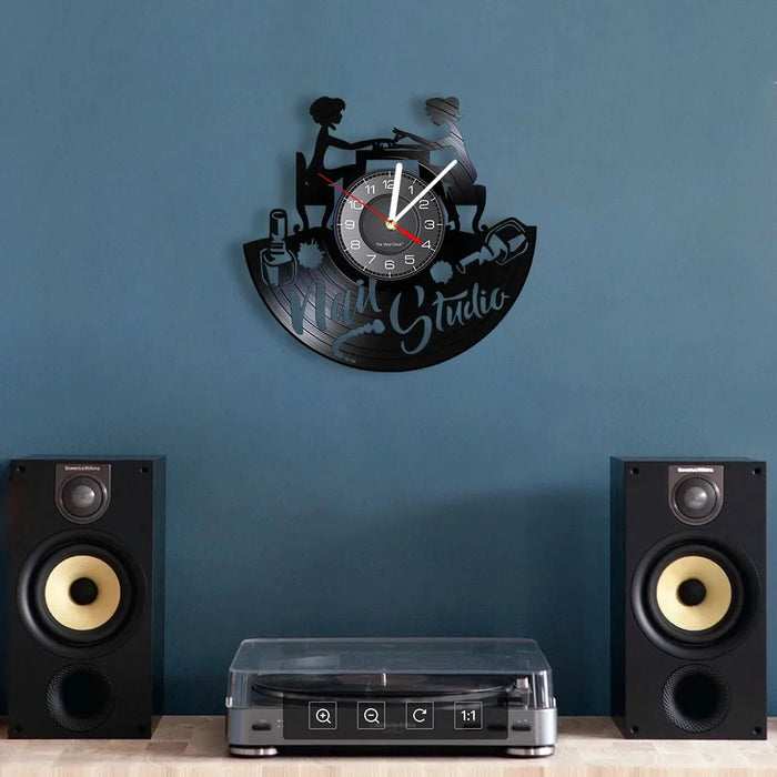 Vinyl Record Wall Clock For Nail Salon Studio