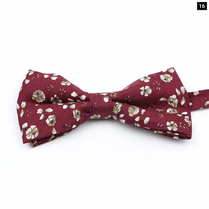 Colourful Floral Bow Ties Fashion Cotton Print For Mens Wedding And Business Suits