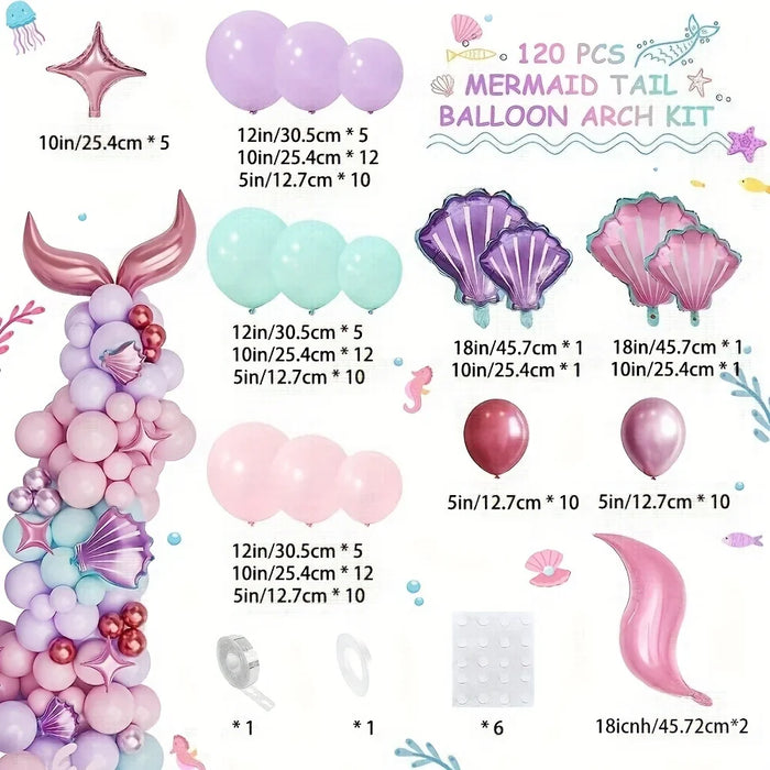 120Pcs Pink Mermaid Balloon Garland Arch Set Wedding Birthday Party Anniversary Graduation Decoration