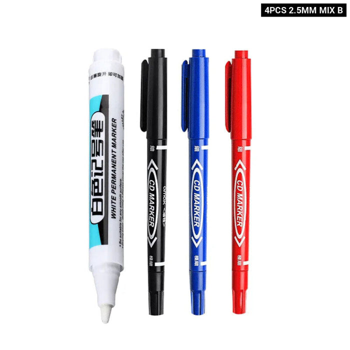 White Permanent Paint Pen Set For Multiple Surfaces 0.7Mm Tip