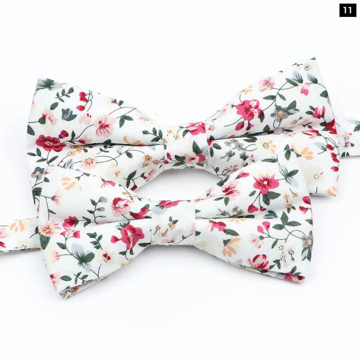 Colourful Floral Bow Ties Fashionable Cotton For Weddings And Parties