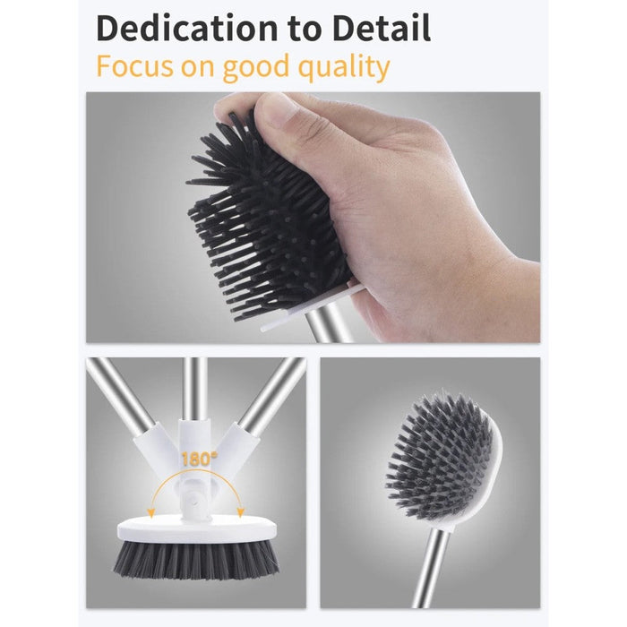 2 In 1 Wall-Mounted Soft Bristle And Silicone Toilet Brush Set