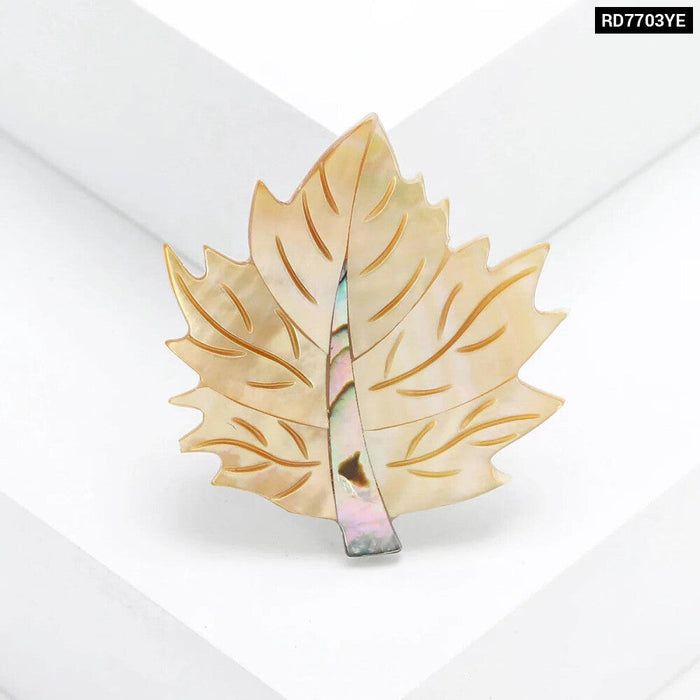 Abalone Shell Maple Leaf Brooch Pin Office Party Accessory