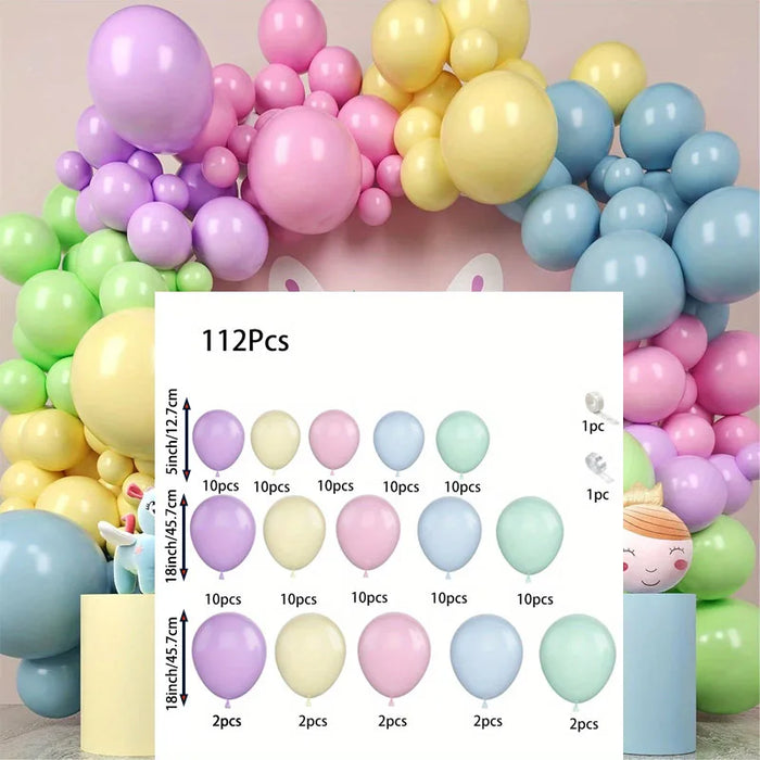 112Pcs Easter Balloons Garland Kit Shower Decoration Gender Reveal Wedding Party Rainbow Candy Birthday Colourful Background