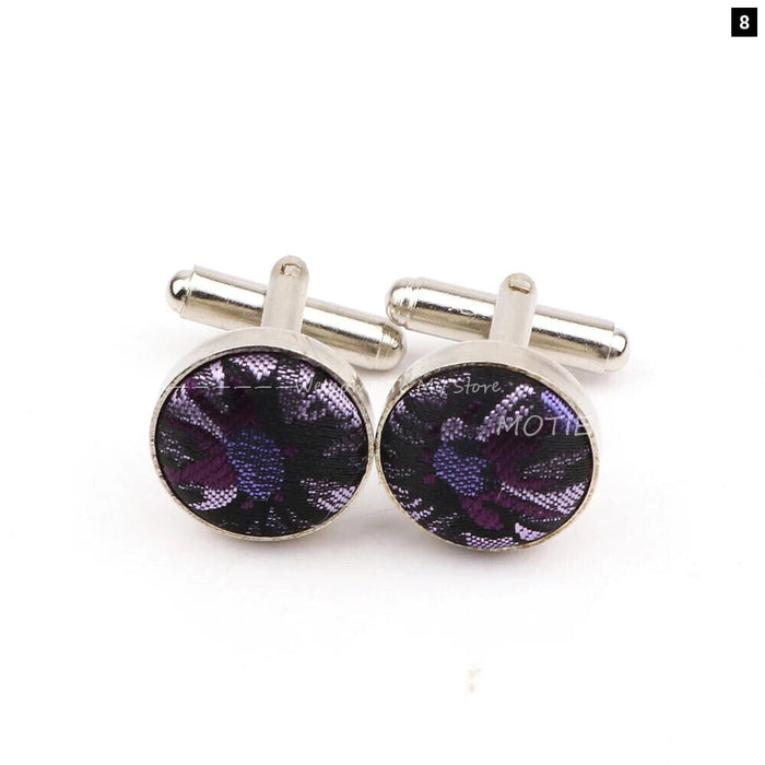 Dark Blue Floral Cufflinks For Weddings And Daily Wear