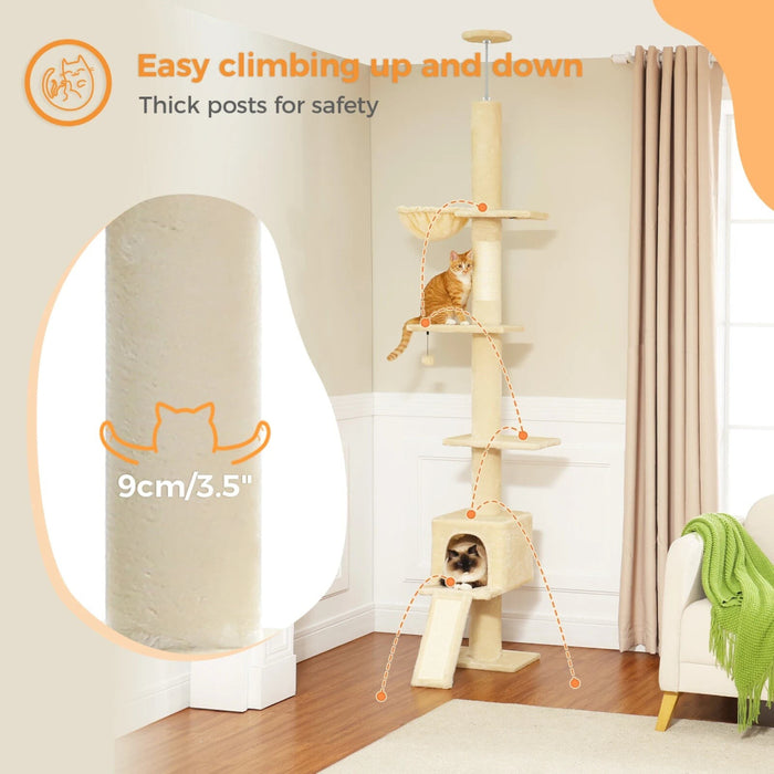 Adjustable 5 Tier Cat Tree Tower For Indoor Climbing