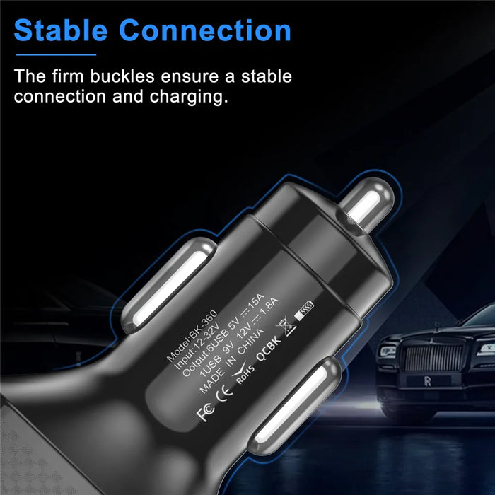 6 Port 75W Qc 3.0 Car Charger For Iphone 13/12 Pro