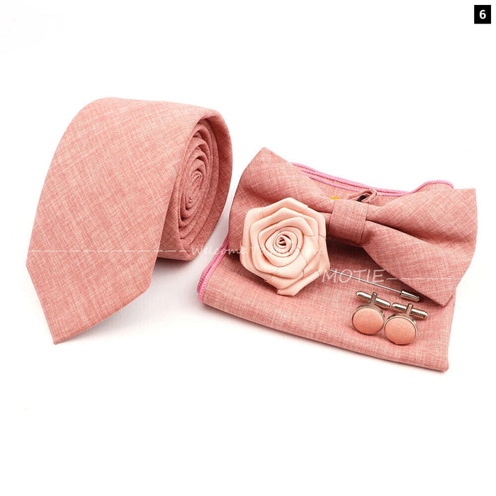 27 Colour Tie Set Classic Cotton Pocket Square Cufflink And Bowtie For Mens Wedding Party Accessories