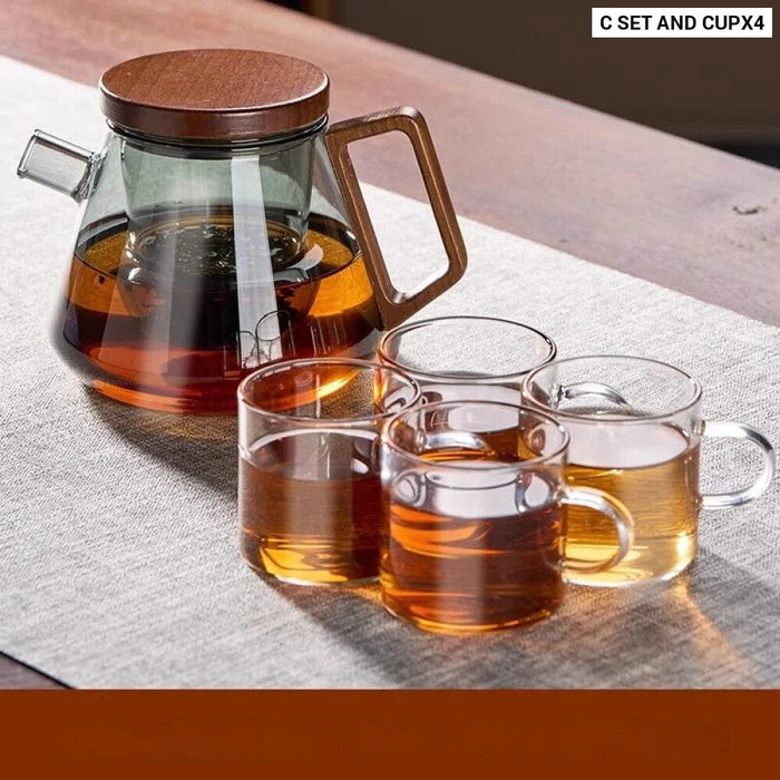 Clear Glass Teapot Set With Teacups And Kung Fu Accessories