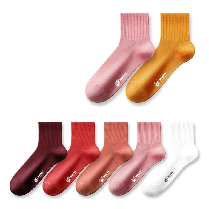 5 Pairs Antibacterial Mid Tube Socks For Girls