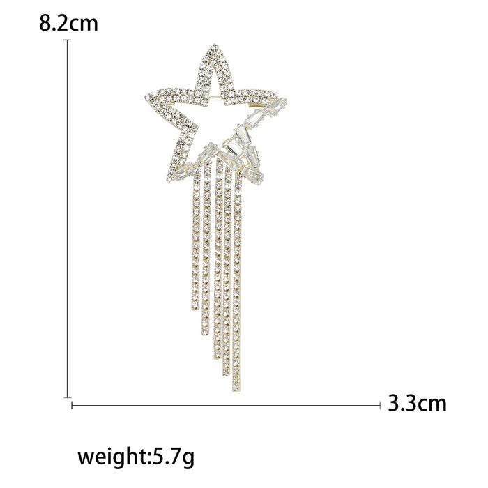 Tassel Brooch Sparkling Stars Lapel Pin For Clothing