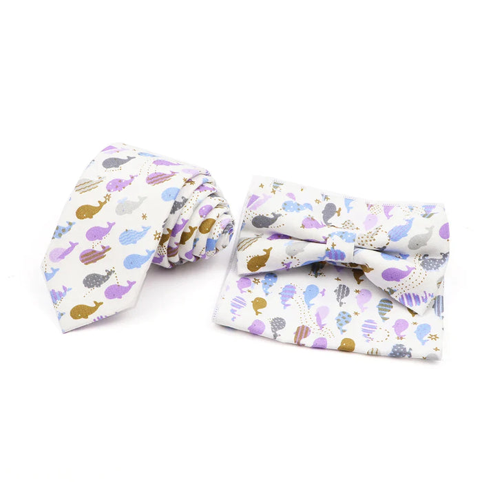 Colourful Cotton Ties And Pocket Square Set For Business And Weddings