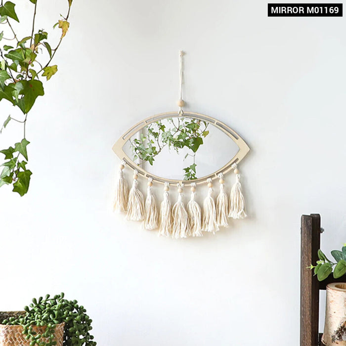 Boho Evil Eye Wall Mirror With Tassels