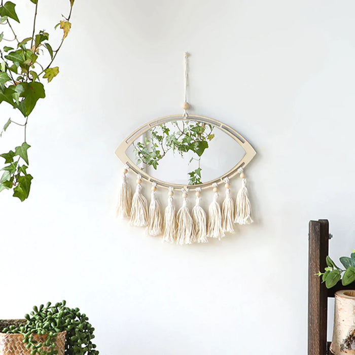 Boho Evil Eye Wall Mirror With Tassels