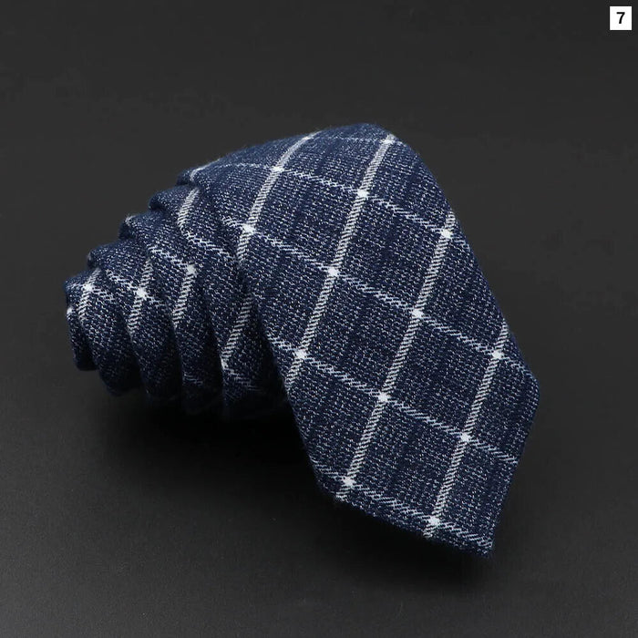 Handmade 6cm Skinny Ties For Men Striped Plaid Cotton Black