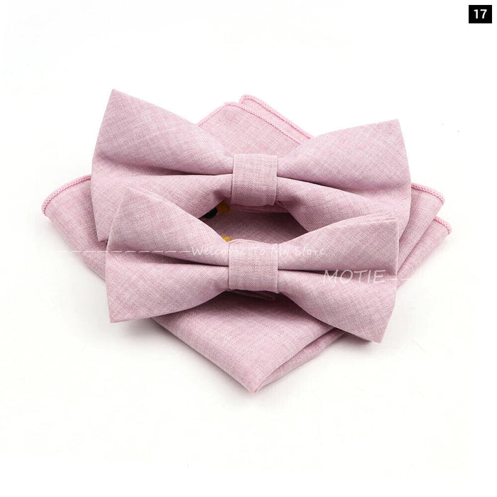 Design Cotton Handkerchief Set Adult And Kids Butterfly Bowtie Cufflink Brooch Party Suit Accessories