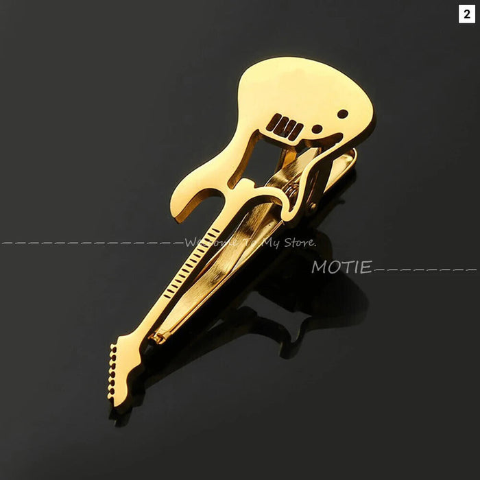 Music Notation Tie Clip Golden Piano Keys Stainless Steel Party Wedding Accessory