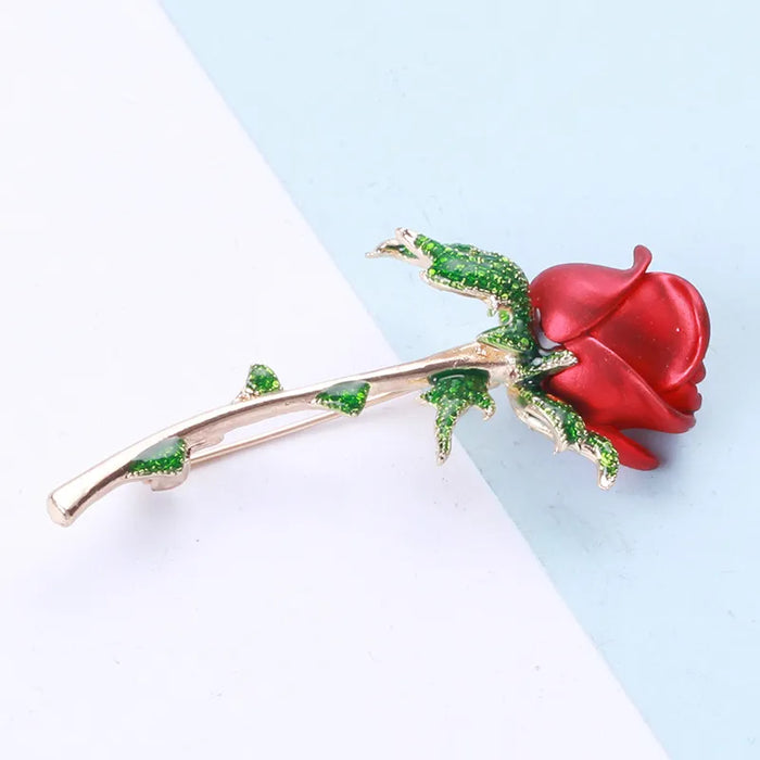 Romantic Rose Enamel Brooch Womens Korean Fashion Pin