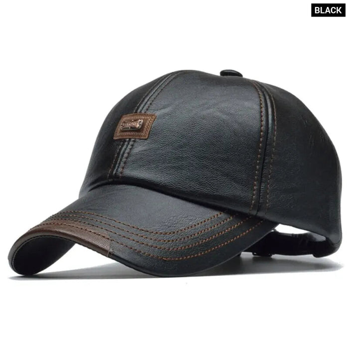 Adjustable Pu Leather Baseball Cap / Hat For Outdoor Wear