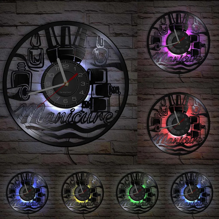 Beauty Store Wall Clock Manicure Design