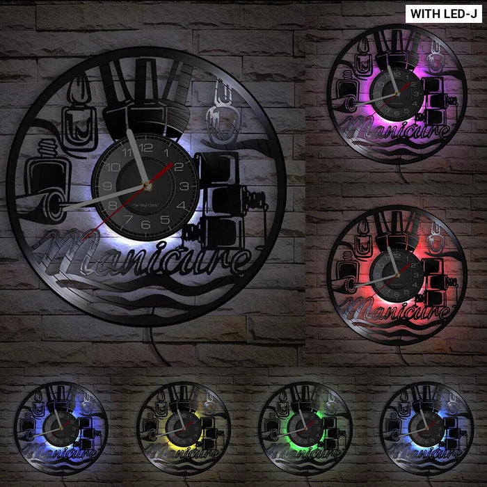 Beauty Store Wall Clock Manicure Design