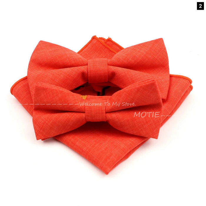 Design Cotton Handkerchief Set Adult And Kids Butterfly Bowtie Cufflink Brooch Party Suit Accessories