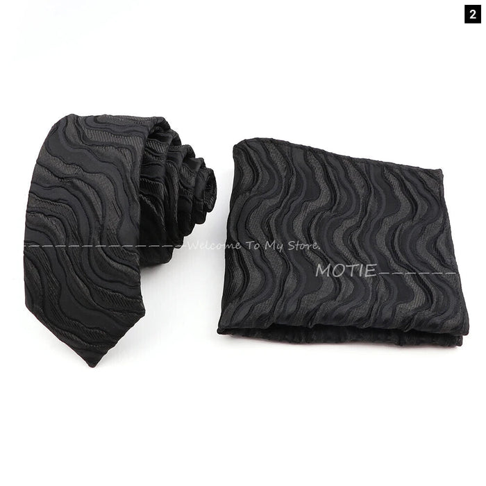 Black Red Mens Pocket Square Tie Set Luxury Paisley Stripe Hanky For Business And Wedding