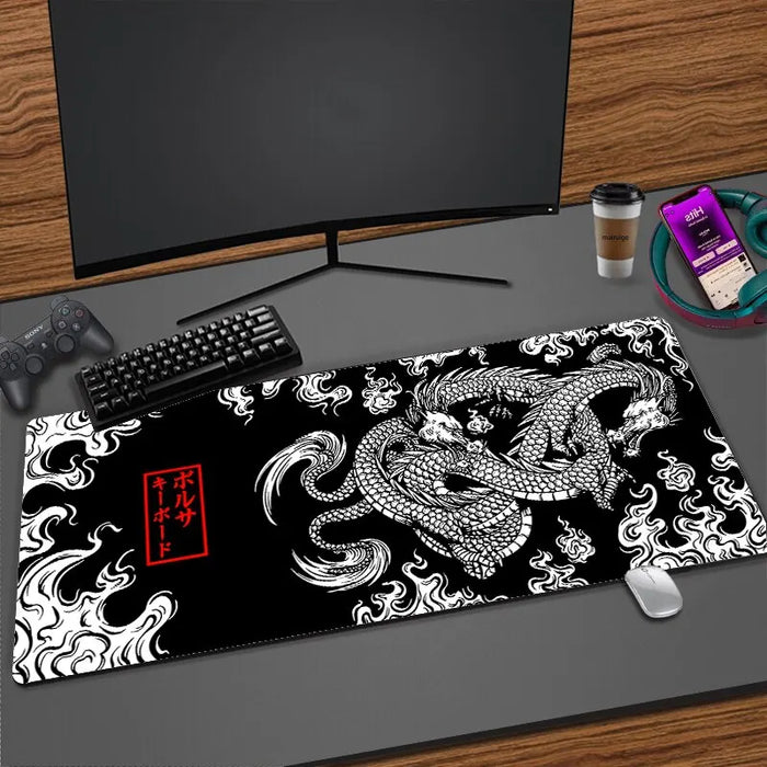 Large Japanese Dragon Gaming Mousepad Xxl Size