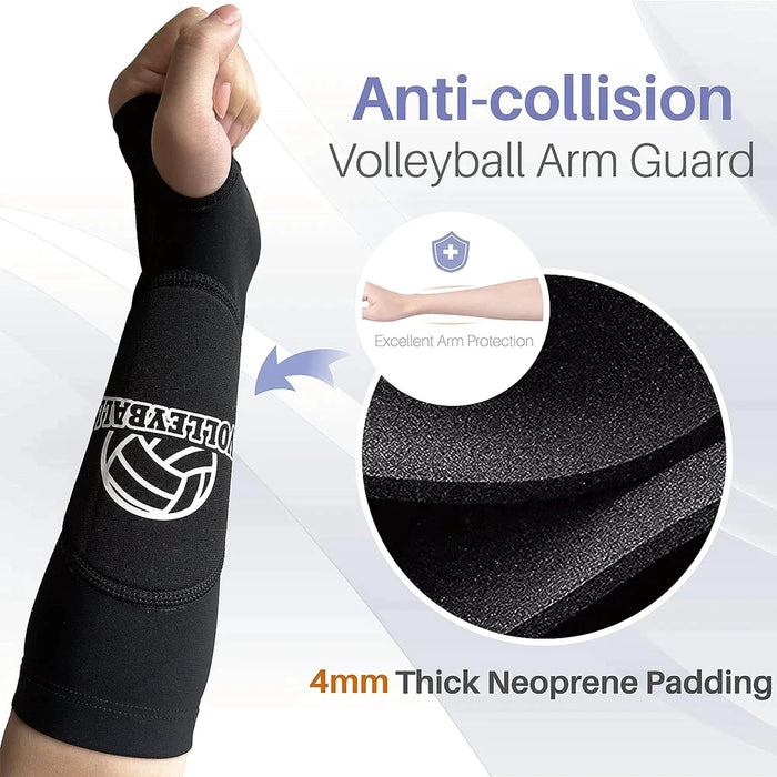1 Pair Forearm Sleeves With Protection Pads & Thumb Hole For Volleyball